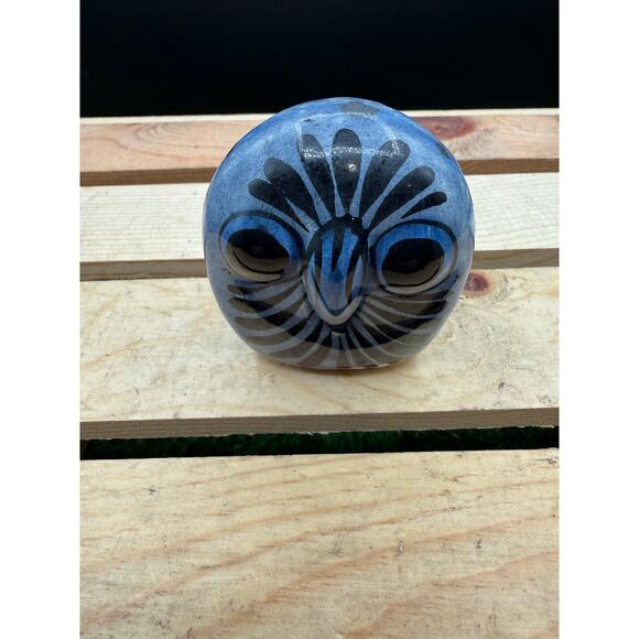 Vintage Tonalá Mexican Folk Art Owl-Hand-Painted Ceramic Pottery, 3.5" - Picture 1 of 9